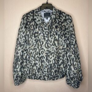 Banana Republic Wool Blend Leopard Print Bomber Jacket Medium Baddie Streetwear